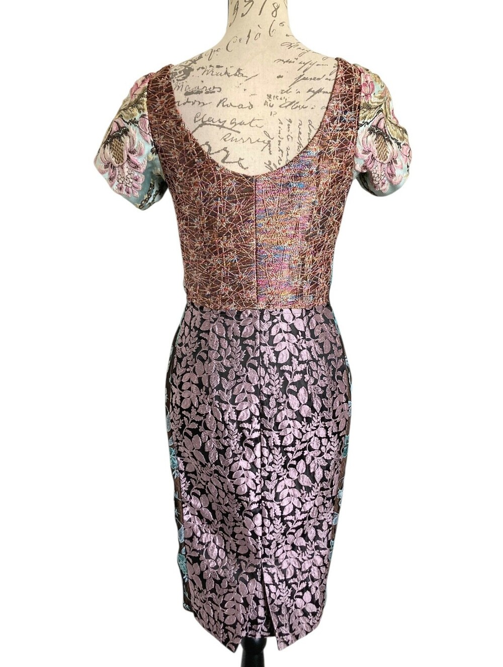 Anthropologie Beguile by Byron Lars Pieced Brocade Sheath Dress 2 Lace Floral - Picture 15 of 17